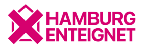 "Hamburg enteignet"-Logo in Magenta vor transparentem Hintergrund